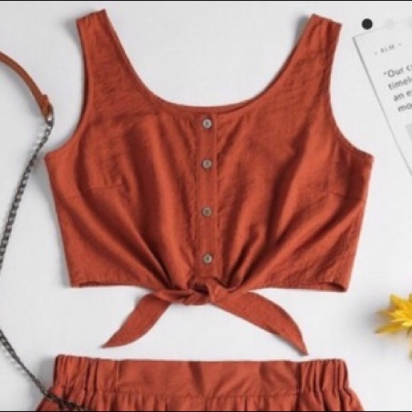 Zaful Tops - ❗️SOLD❗️NWOT Zaful Orange Two Piece Co ord